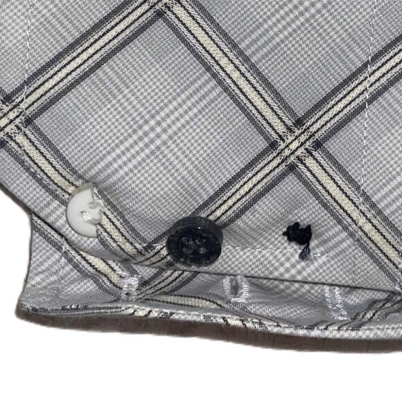 Ben Sherman Blue Gray Plaid Button Front Mens Long Sleeve Cotton Shirt M 15 - Picture 6 of 6